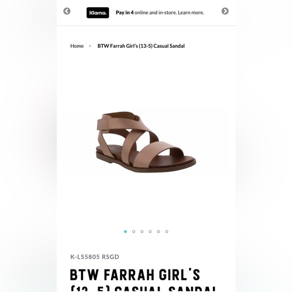 BTW Farrah brown casual sandal.  Girls size 3.  Velcro strap. - Picture 9 of 9